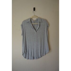 Punto Blanco V-Neck Polo Top Heathered Jersey Cap Sleeve athleisure‎ Small
